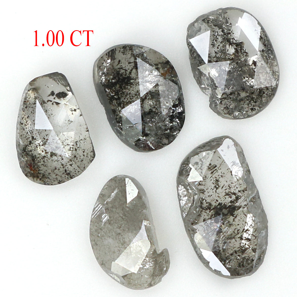 1.00 Ct Natural Loose Slice Shape Diamond Salt And Pepper Slice Diamond 4.45 MM Natural Black Grey Color Slice Irregular Cut Diamond LQ1497