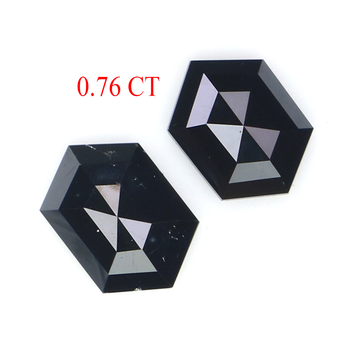 0.76 CT Natural Loose Hexagon Cut Pair Diamond Black Color Hexagon Cut Diamond 6.05 MM Natural Black Color Hexagon Rose Cut Diamond LQ2770