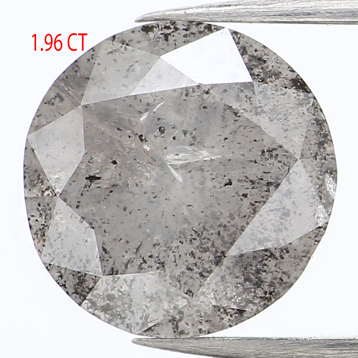 1.96 CT Natural Loose Round Shape Diamond Black Grey Color Round Cut Diamond 7.90 MM Salt And Pepper Round Brilliant Cut Diamond QL891