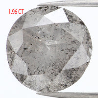1.96 Ct Natural Loose Diamond, Round Brilliant Cut, Salt Pepper Diamond, Black Diamond, Gray Diamond, Rustic Diamond, Round Cut Diamond KDL891