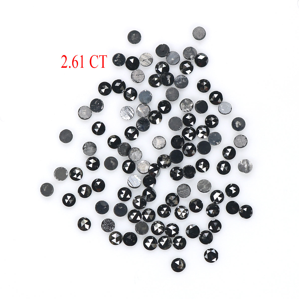 2.61 CT Natural Loose Round Rose Cut Diamond Black Color Round Shape Diamond 1.80 MM Natural Loose Black Color Round Rose Cut Diamond LQ1868