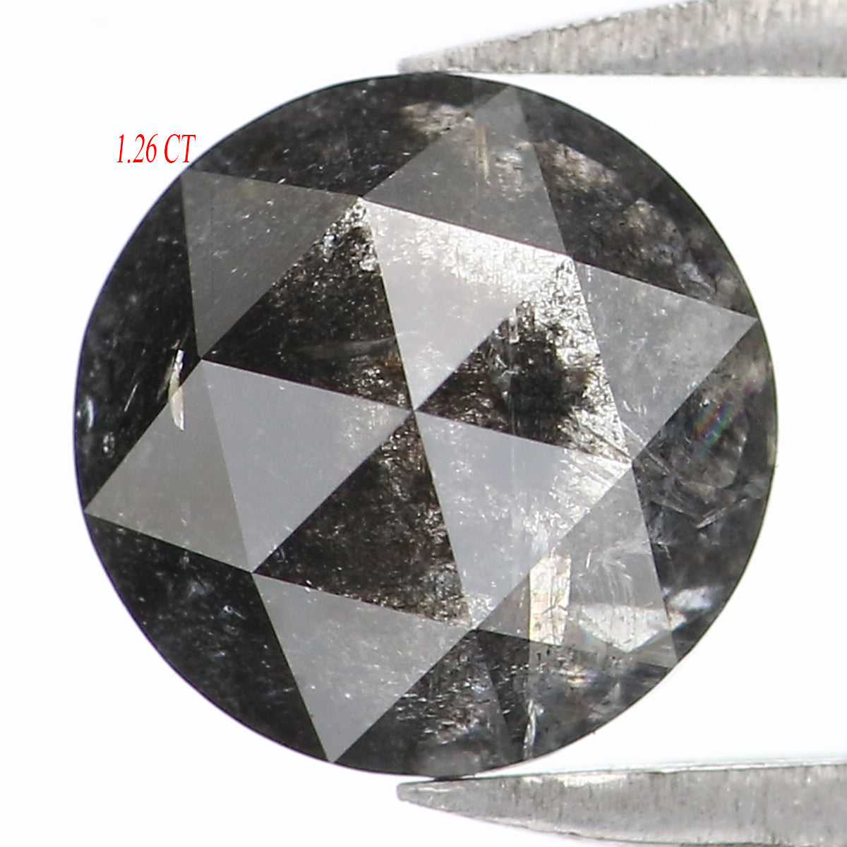 1.26 Ct Natural Loose Round Rose Cut Diamond Salt And Pepper Round Shape Diamond 6.70 MM Natural Black Grey Round Rose Cut Diamond LQ278
