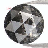 Natural Loose Rose Cut Salt And Pepper Diamond Black Grey Color 1.26 CT 6.70 MM Rose Cut Shape Diamond L278