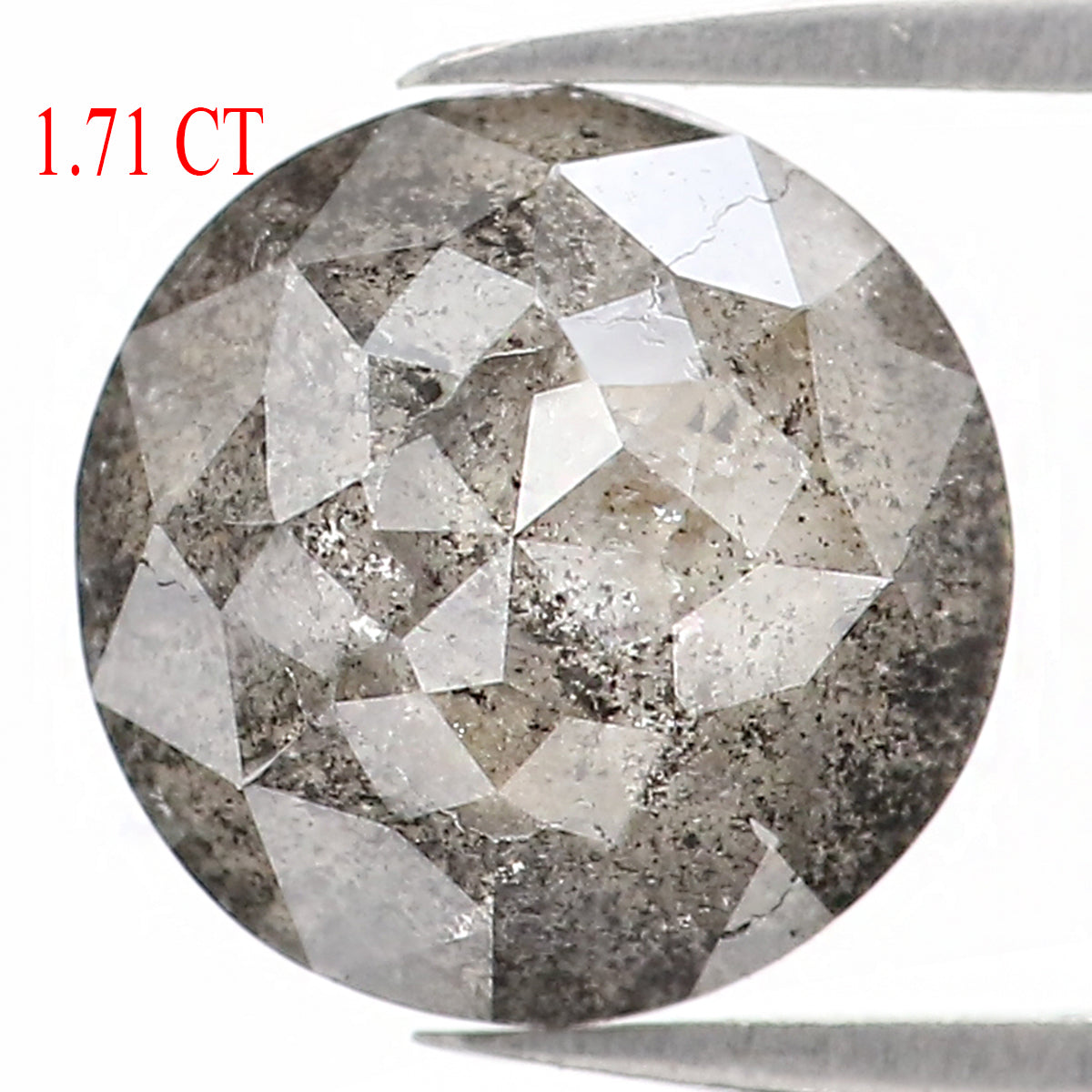1.71 Ct Natural Loose Round Rose Cut Diamond Black Color Rose Cut Diamond 7.20 MM Natural Loose Salt And Pepper Rose Cut Diamond QL1198