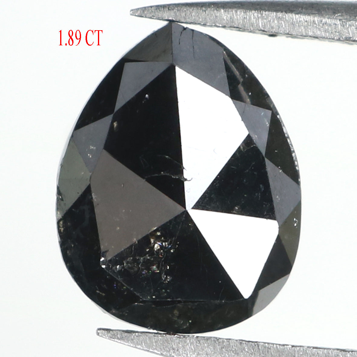 Natural Loose Pear Diamond Black Color 1.89 CT 9.55 MM Pear Shape Rose Cut Diamond L1730