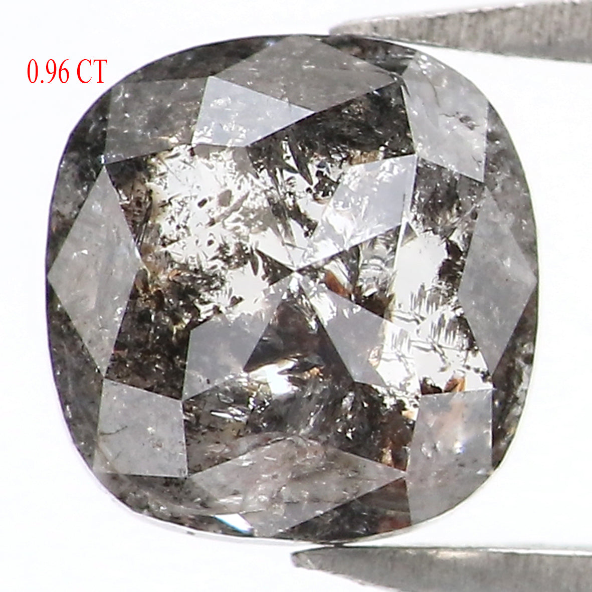 0.96 CT Natural Loose Cushion Shape Diamond Salt And Pepper Cushion Shape Diamond 5.70 MM Black Grey Color Cushion Rose Cut Diamond LQ2095