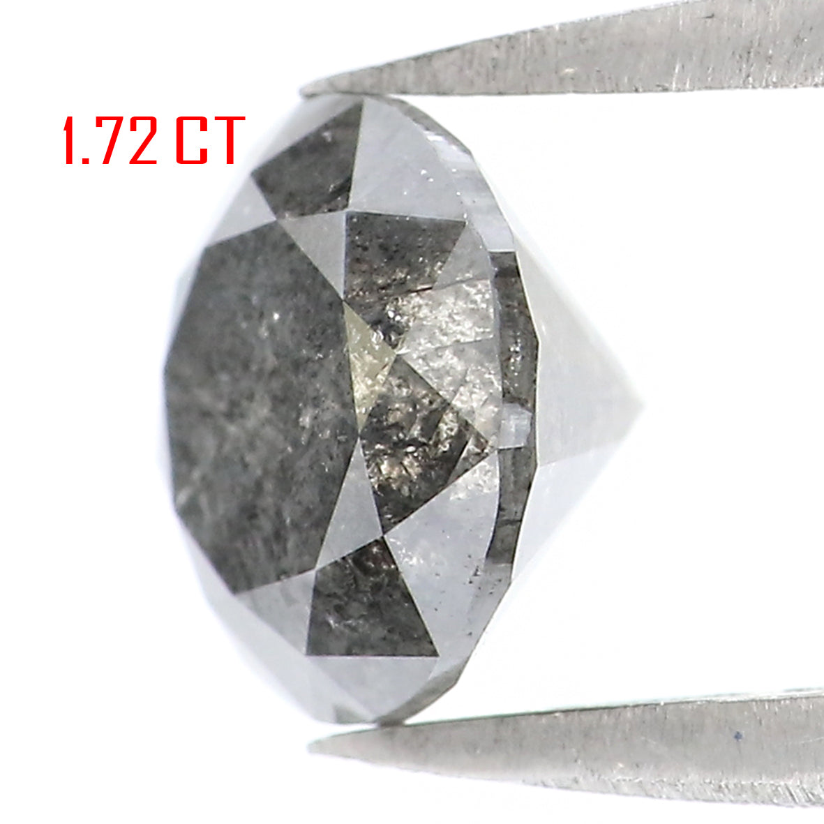 Natural Loose Round Salt And Pepper Diamond Black Grey Color 1.72 CT 7.10 MM Round Brilliant Cut Diamond KDL2024