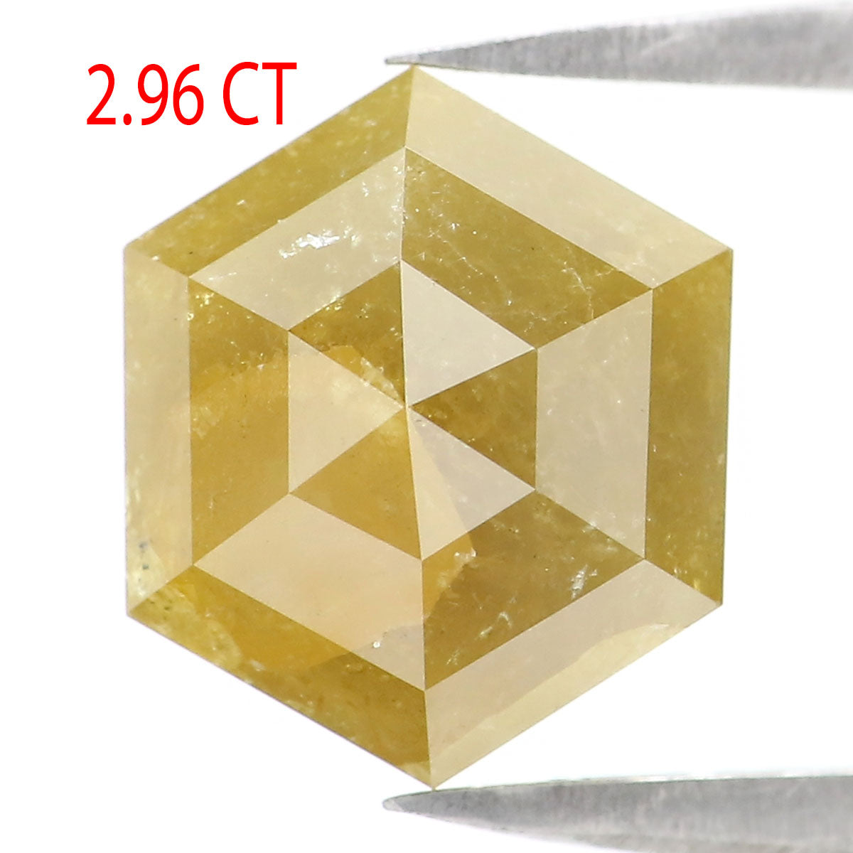 Natural Loose Hexagon Yellow Color Diamond 2.96 CT 9.91 MM Hexagon Shape Rose Cut Diamond L2426