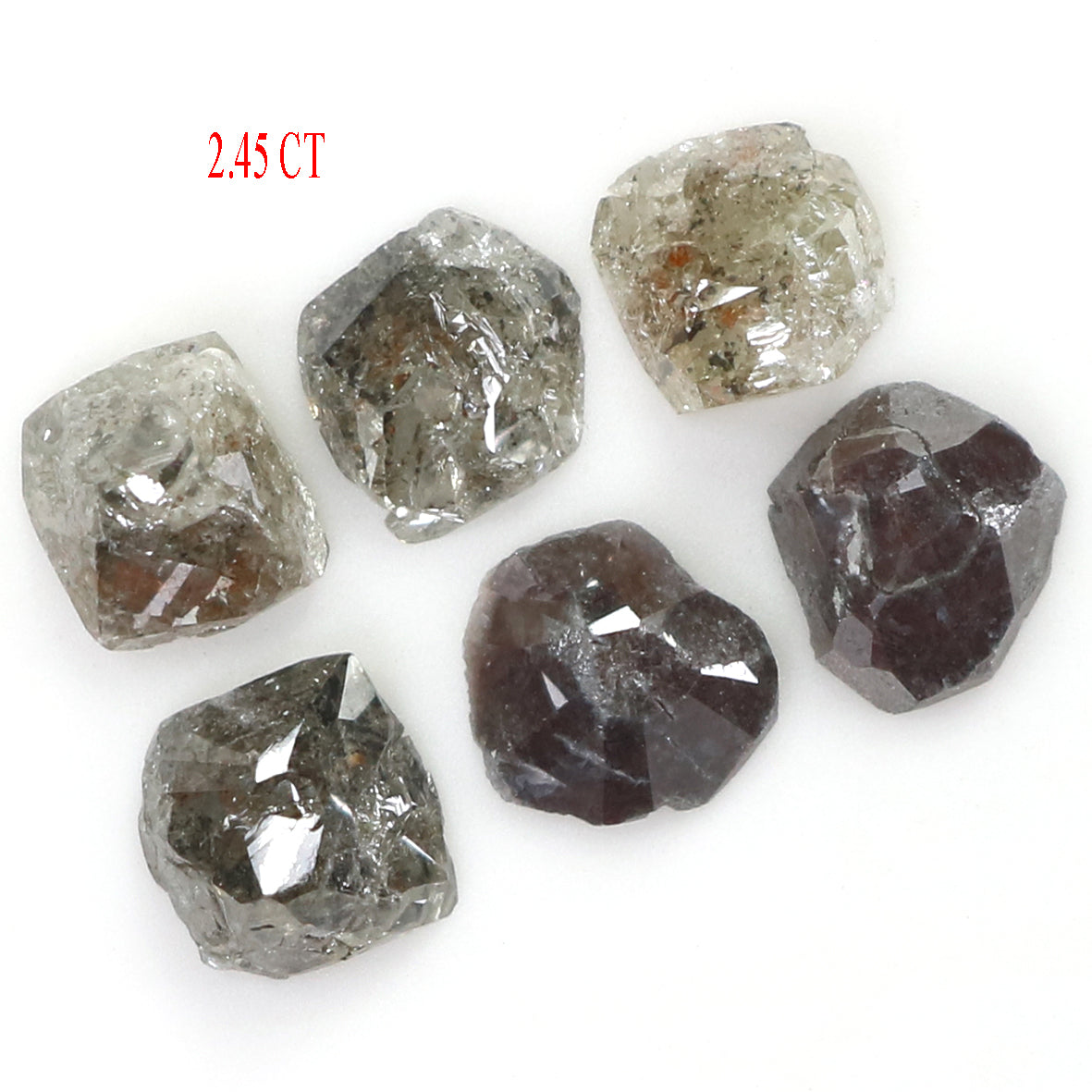 Natural Loose Antique Salt And Pepper Diamond Black Grey Color 2.45 CT 4.15 MM Antique Shape Rose Cut Diamond L1958