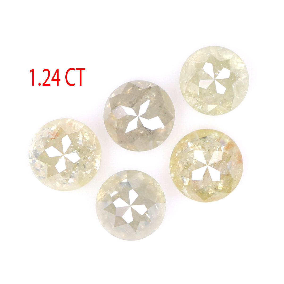 Natural Loose Rose Cut Grey Yellow Diamond Color 1.24 CT 3.50 MM Round Rose Cut Shape Diamond L9782