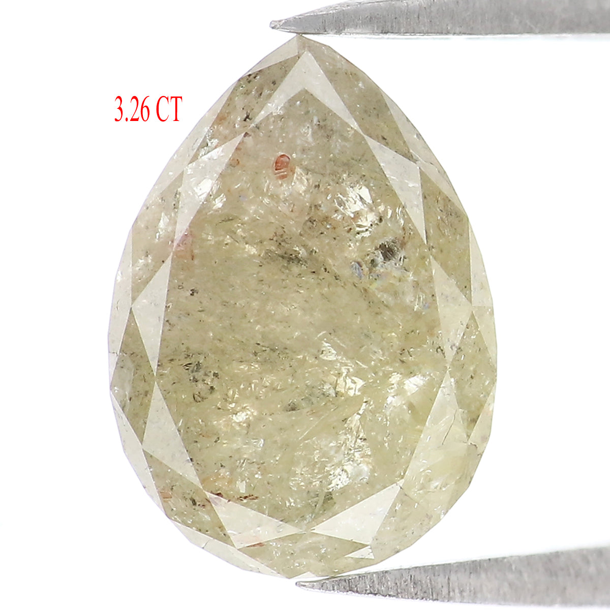 3.26 CT Natural Loose Pear Shape Diamond Grey Color Pear Cut Diamond 11.15 MM Natural Loose Grey Color Diamond Pear Rose Cut Diamond LQB2118