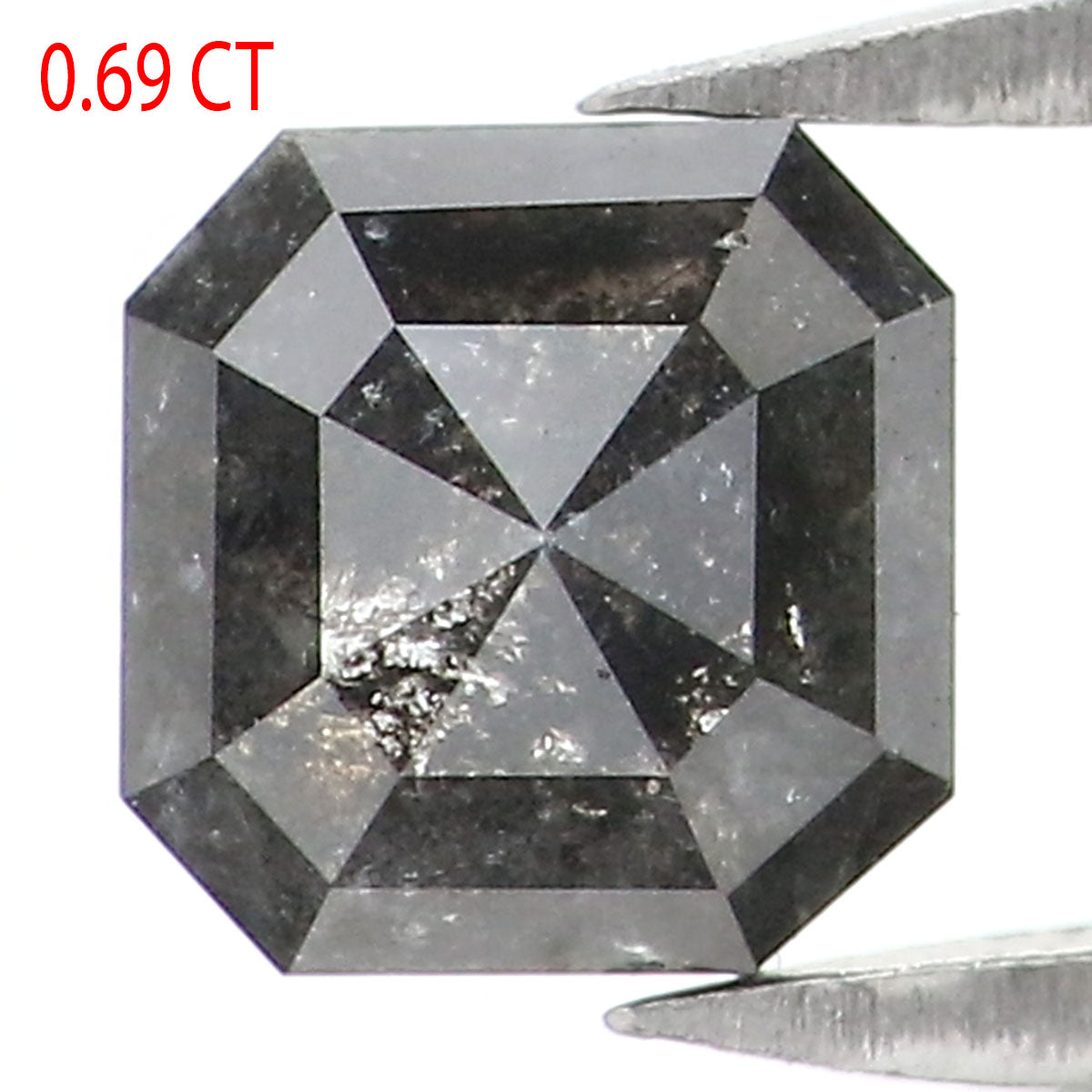 Natural Loose Radiant Salt And Pepper Diamond Black Grey Color 0.69 CT 4.85 MM Radiant Shape Rose Cut Diamond L8147