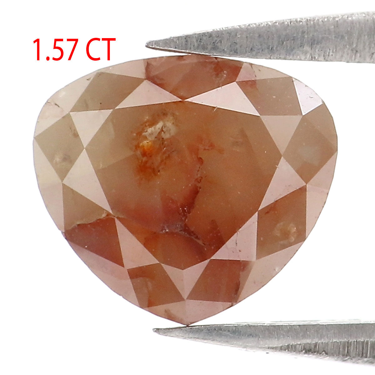 Natural Loose Heart Brown Grey Color Diamond 1.57 CT 7.14 MM Heart Shape Rose Cut Diamond L6050