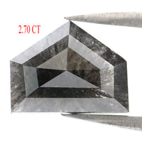 Natural Loose Antique Diamond Black Grey Color 2.70 CT 9.95 MM Antique Shape Rose Cut Diamond L8254
