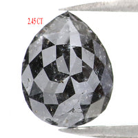 Natural Loose Pear Salt And Pepper Diamond Black Color 2.45 CT 9.20 MM Pear Shape Rose Cut Diamond KR2005