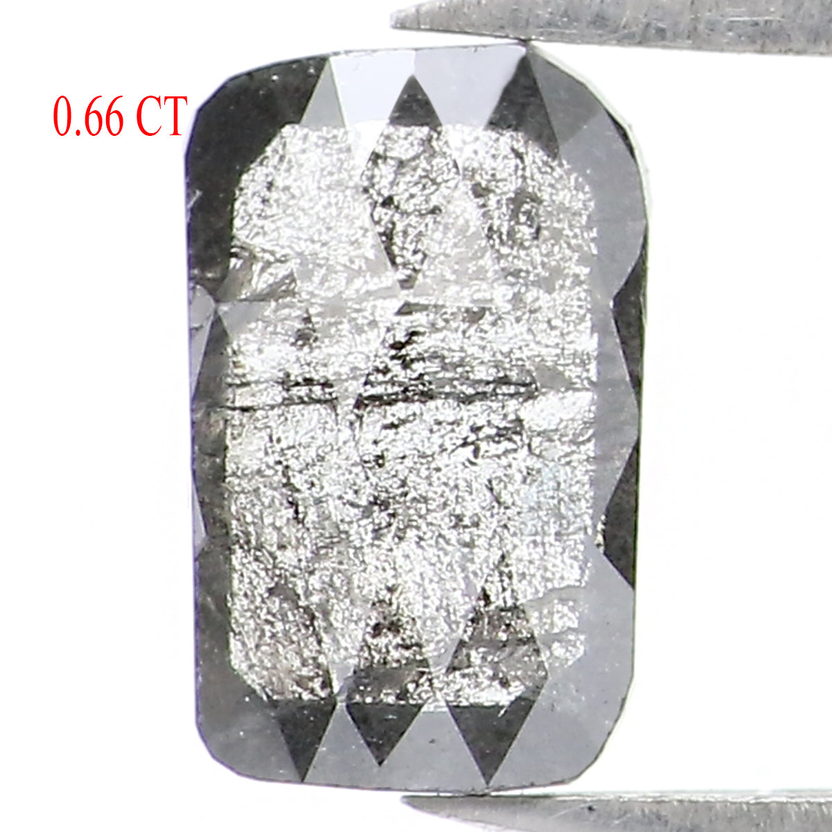 Natural Loose Emerald Salt And Pepper Diamond Black Grey Color 0.66 CT 6.95 MM Emerald Shape Rose Cut Diamond KR2430