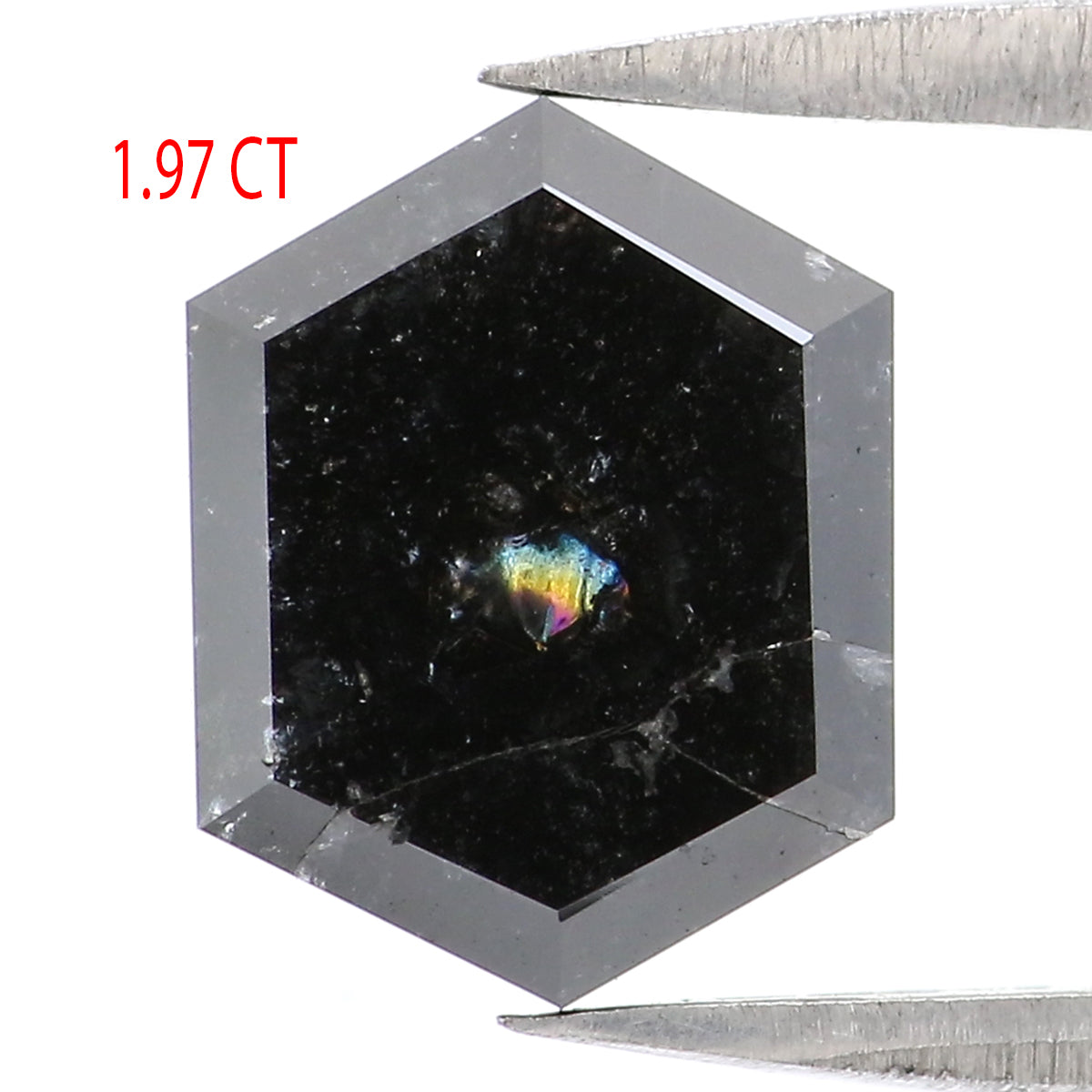 1.97 CT Natural Loose Hexagon Shape Diamond Black Color Hexagon Cut Diamond 9.25 MM Natural Black Color Hexagon Rose Cut Diamond LQ9328