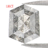 Natural Loose Hexagon Salt And Pepper Diamond Black Grey Color 1.00 CT 6.43 MM Hexagon Shape Rose Cut Diamond KDL2077