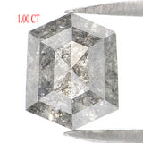 Natural Loose Hexagon Salt And Pepper Diamond Black Grey Color 1.00 CT 6.43 MM Hexagon Shape Rose Cut Diamond KDL2077