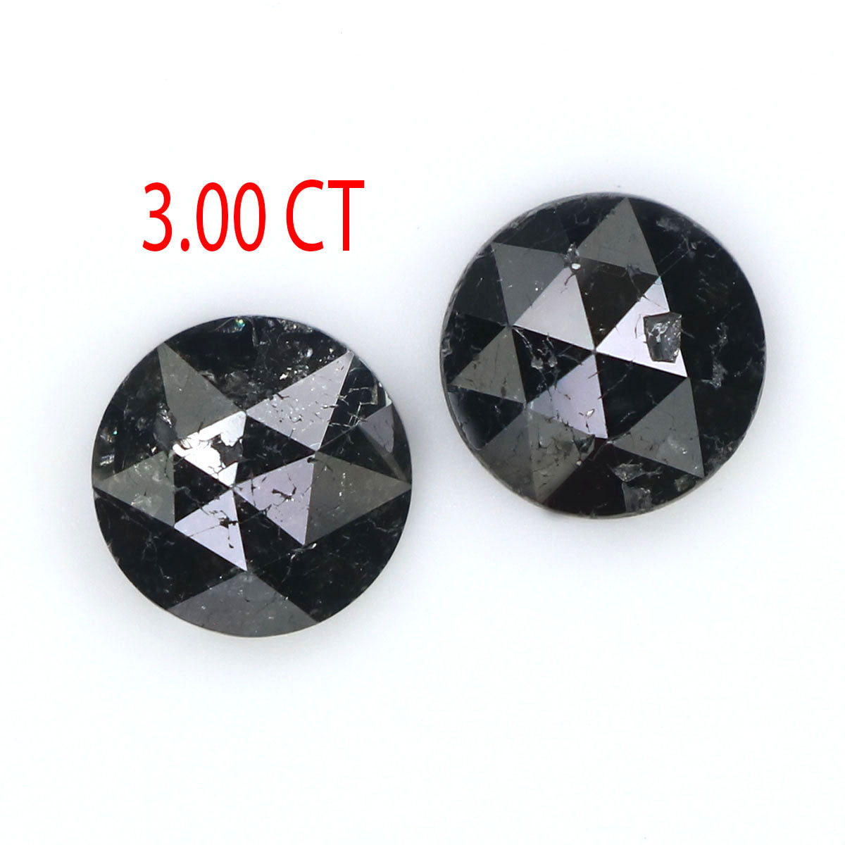 3.00 CT Natural Loose Round Rose Cut Pair Diamond Black Color Round Shape Diamond 7.30 MM Natural Black Color Round Rose Cut Diamond KQ2435