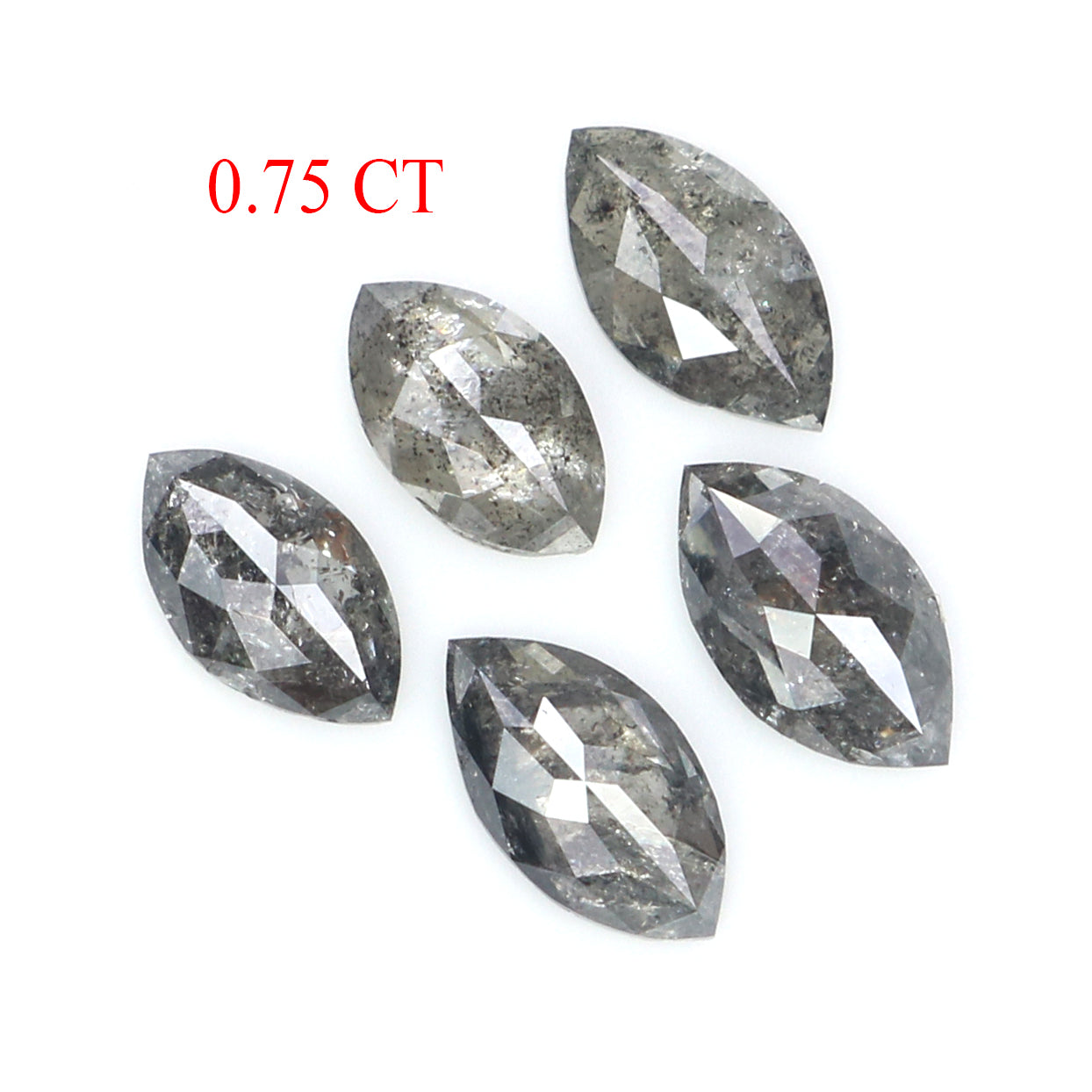 0.75 CT Natural Loose Marquise Shape Diamond Salt And Pepper Marquise Cut Diamond 5.25 MM Black Grey Color Marquise Rose Cut Diamond KQ2633