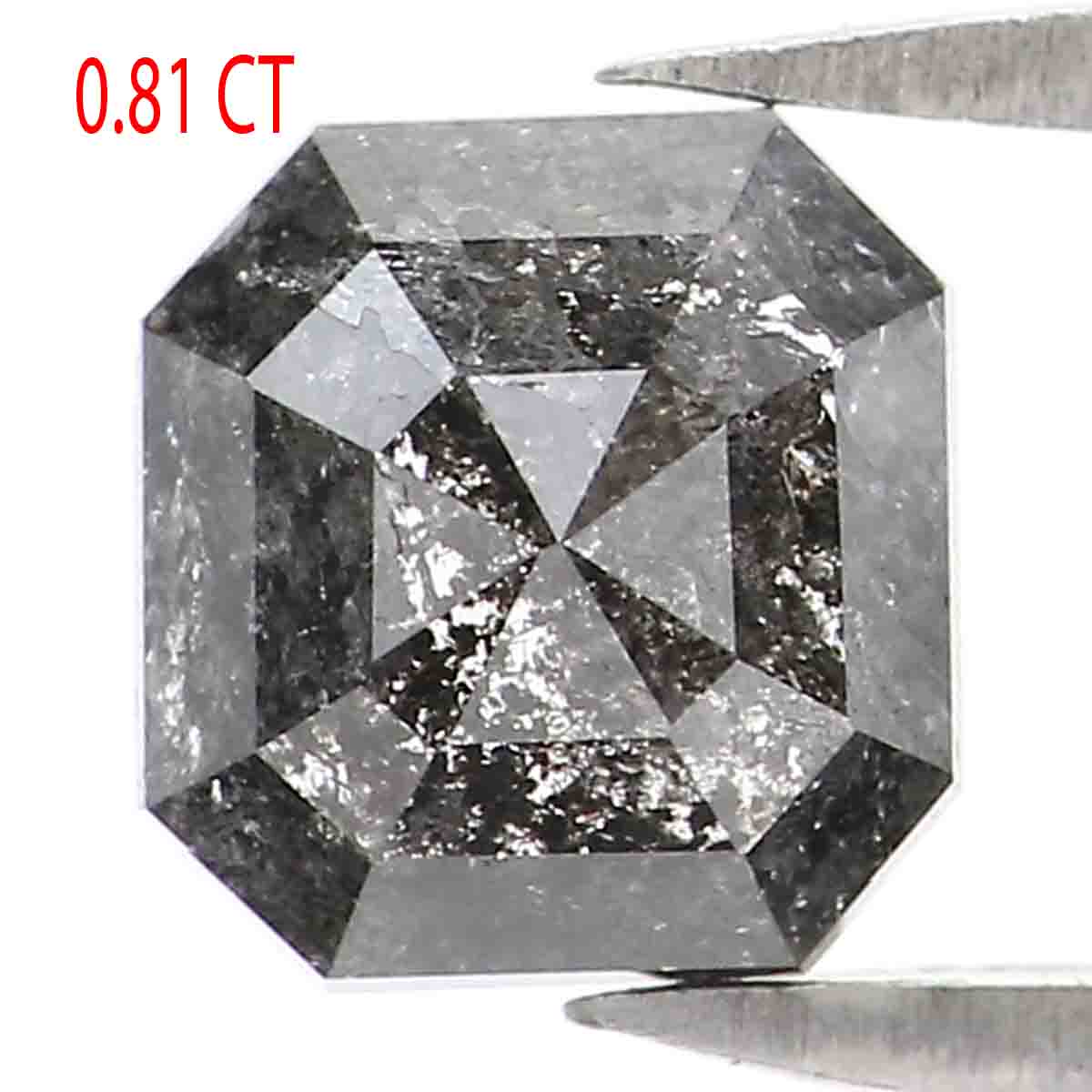 Natural Loose Radiant Salt And Pepper Diamond Black Grey Color 0.81 CT 5.50 MM Radiant Shape Rose Cut Diamond L8808