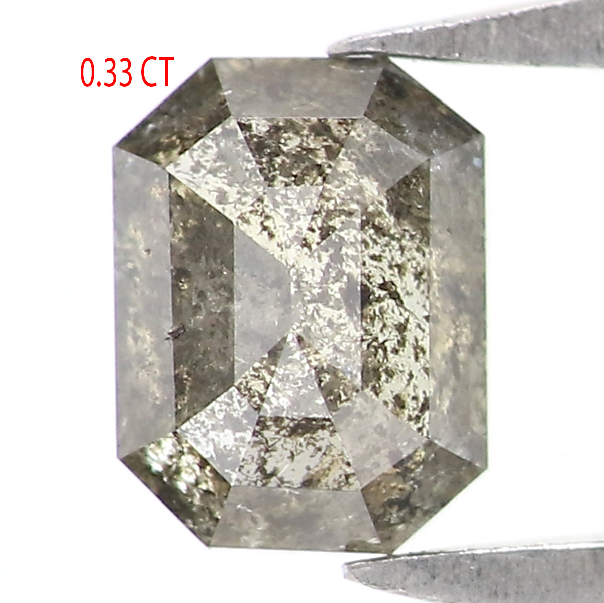 Natural Loose Emerald Salt And Pepper Diamond Black Grey Color 0.33 CT 4.51 MM Emerald Shape Rose Cut Diamond KR2589