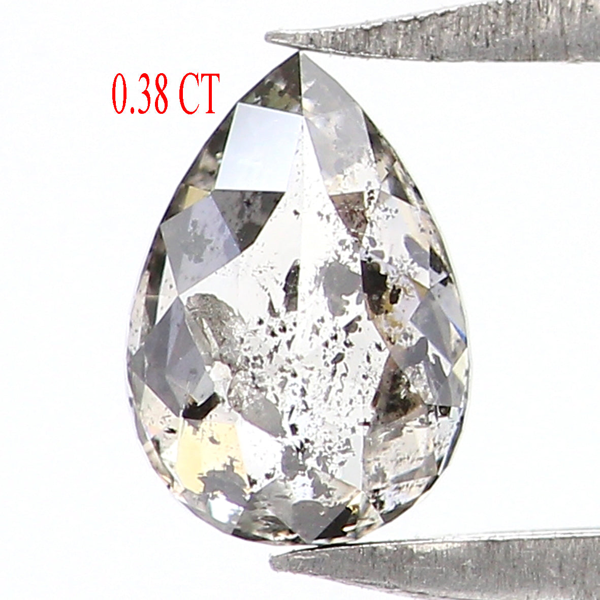 0.38 CT Natural Loose Pear Shape Diamond Salt And Pepper Pear Rose Cut Diamond 5.55 MM Black Grey Color Pear Shape Rose Cut Diamond LQ1961