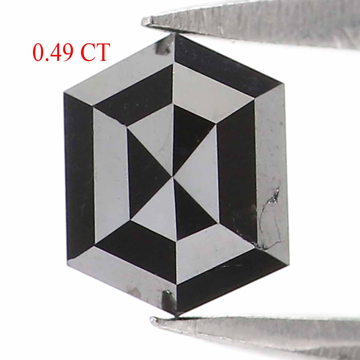 0.49 CT Natural Loose Hexagon Shape Diamond Black Color Hexagon Diamond 5.30 MM Natural Loose Black Color Hexagon Rose Cut Diamond KQ2646
