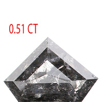 0.51 Ct Natural Loose Diamond, Salt And Pepper Diamond, Shield Cut Diamond, Black Gray Color Diamond, Rose Cut Real Rustic Diamond KDL079