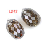 Natural Loose briolette Brown Color Diamond 1.20 CT 3.55 MM Drop Shape Rose Cut Diamond KDL086