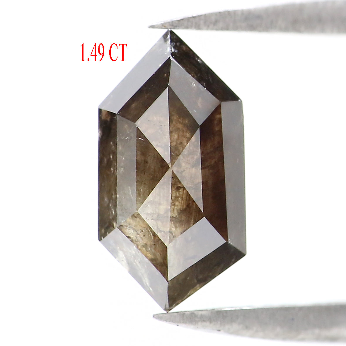 1.49 CT Natural Loose Hexagon Shape Diamond Black Color Hexagon Shape Diamond 9.80 MM Natural Green Color Hexagon Rose Cut Diamond KQ1872
