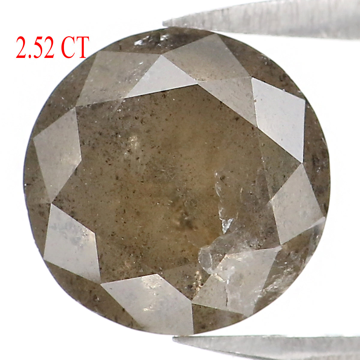 Natural Loose Round Brown Grey Color Diamond 2.52 CT 7.80 MM Round Brilliant Cut Diamond L7218