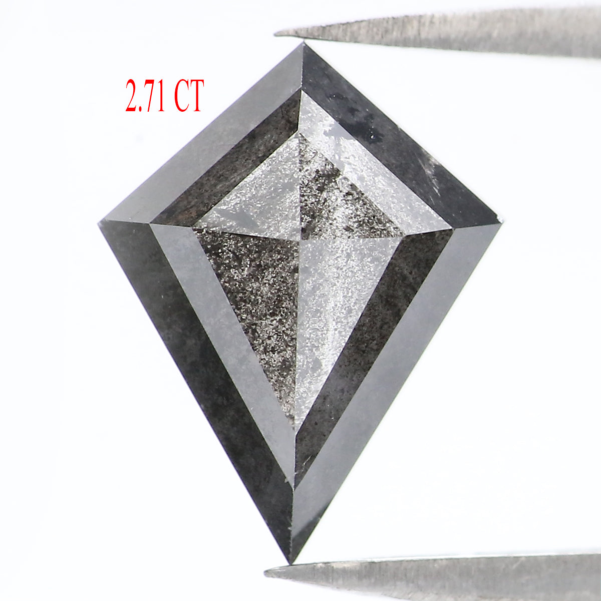 2.71 CT Natural Loose Kite Shape Diamond Salt And Pepper Kite Cut Diamond 12.05 MM Black Grey Color Kite Shape Rose Cut Diamond QL2121