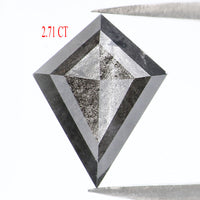 Natural Loose Kite Salt And Pepper Diamond Black Grey Color 2.71 CT 12.05 MM Kite Shape Rose Cut Diamond KDL2121