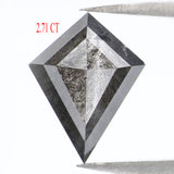 Natural Loose Kite Salt And Pepper Diamond Black Grey Color 2.71 CT 12.05 MM Kite Shape Rose Cut Diamond KDL2121