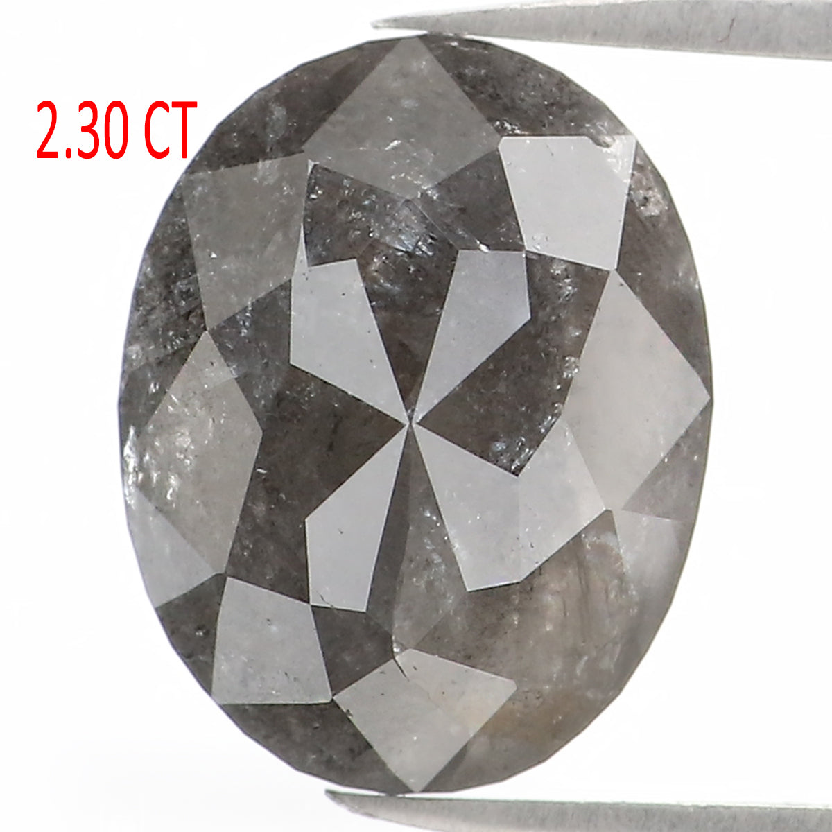 2.30 Ct Natural Loose Oval Shape Diamond Salt And Pepper Oval Diamond 9.35 MM Natural Diamond Black Grey Color Oval Rose Cut Diamond QL1110