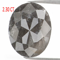 Natural Loose Oval Salt And Pepper Diamond Black Grey Color 2.30 CT 9.35 MM Oval Shape Rose Cut Diamond KDL1110