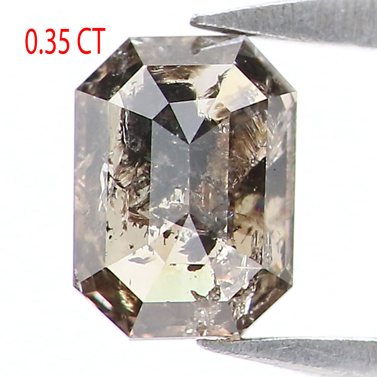 Natural Loose Emerald Salt And Pepper Diamond Black Grey Color 0.35 CT 4.84 MM Emerald Shape Rose Cut Diamond KR2564