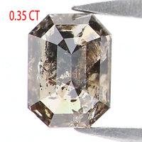 Natural Loose Emerald Salt And Pepper Diamond Black Grey Color 0.35 CT 4.84 MM Emerald Shape Rose Cut Diamond KR2564