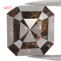 Natural Loose Emerald Shape Black Brown Color Diamond 3.40 CT 8.40 MM Emerald Shape Rose Cut Diamond L7001