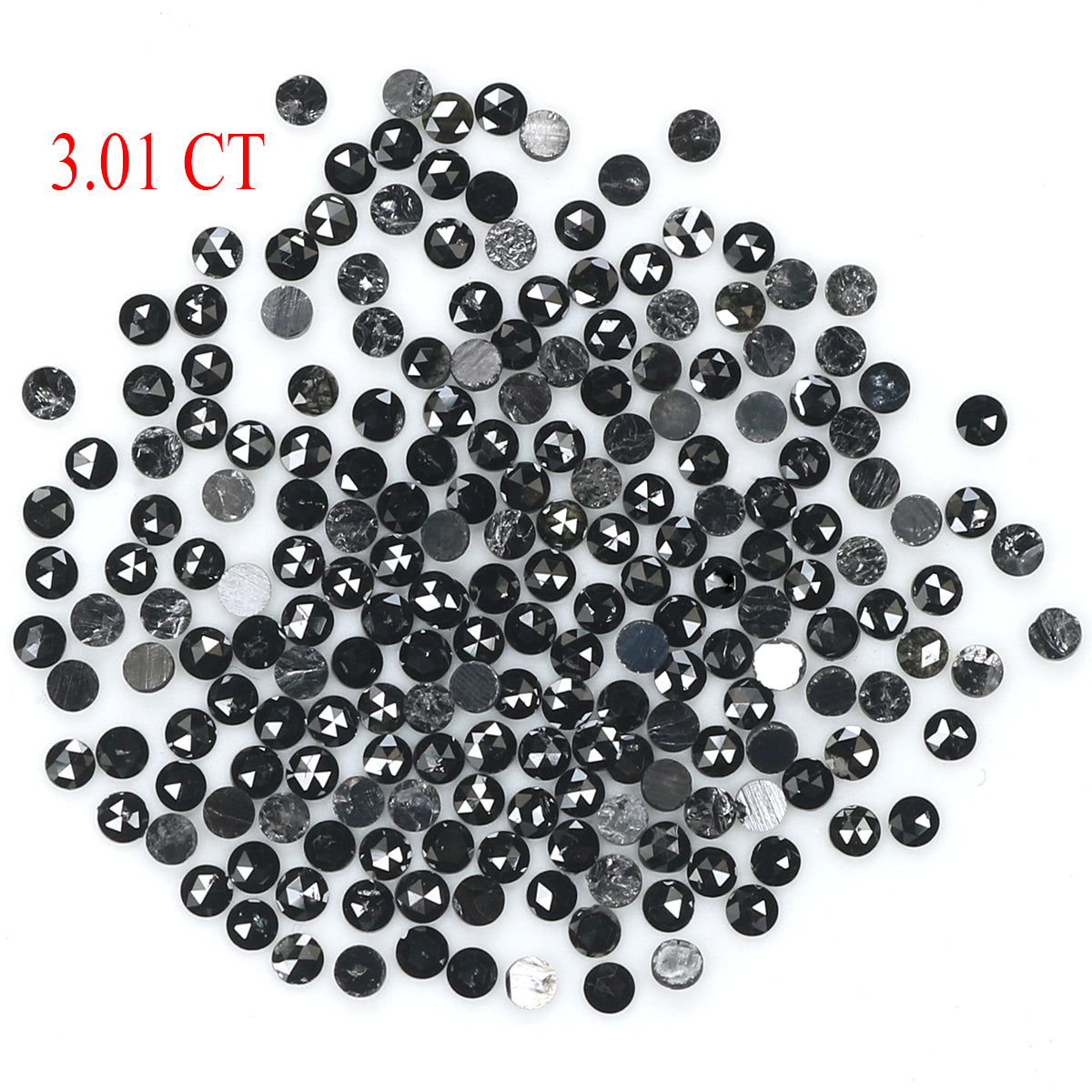 Natural Loose Round Rose Cut Diamond Black Color 3.01 CT 1.60 MM Rose Cut Shape Diamond L1886