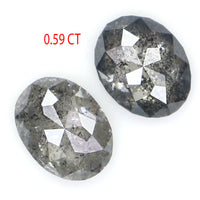 Natural Loose Oval Salt And Pepper Diamond Black Grey Color 0.59 CT 4.98 MM Oval Shape Rose Cut Diamond KR2566
