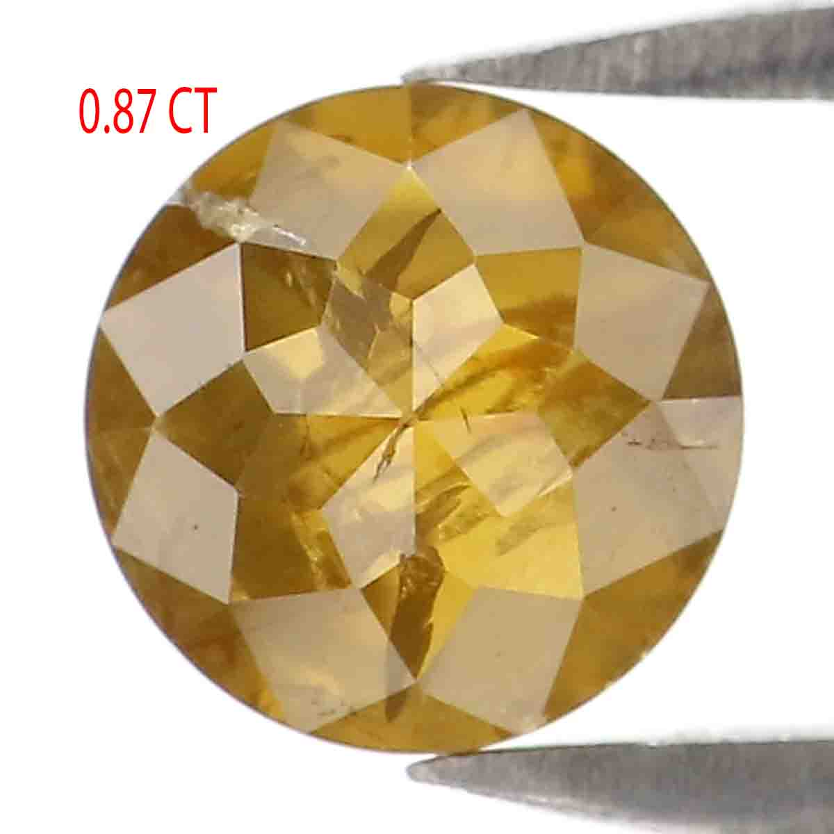 0.87 CT Natural Loose Round Rose Cut Diamond Yellow Color Round Shape Diamond 5.55 MM Natural Yellow Color Round Rose Cut Diamond LQ9136