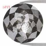 Natural Loose Round Rose Cut Salt And Pepper Diamond Black Grey Color 1.47 CT 7.00 MM Rose Cut Shape Diamond KDL1206