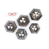 Natural Loose Hexagon Salt And Pepper Diamond Black Grey Color 1.24 CT 3.10 MM Hexagon Shape Rose Cut Diamond KDL7558