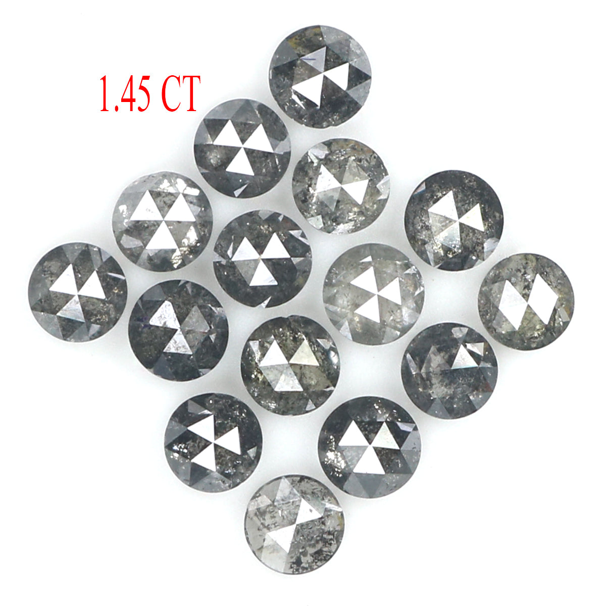 Natural Loose Round Rose Cut Salt And Pepper Diamond Black Grey Color 1.45 CT 2.70 MM Rose Cut Shape Diamond KDL1822