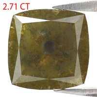 Natural Loose Square Green Color Diamond 2.71 CT 8.36 MM Square Shape Rose Cut Diamond KDL2463