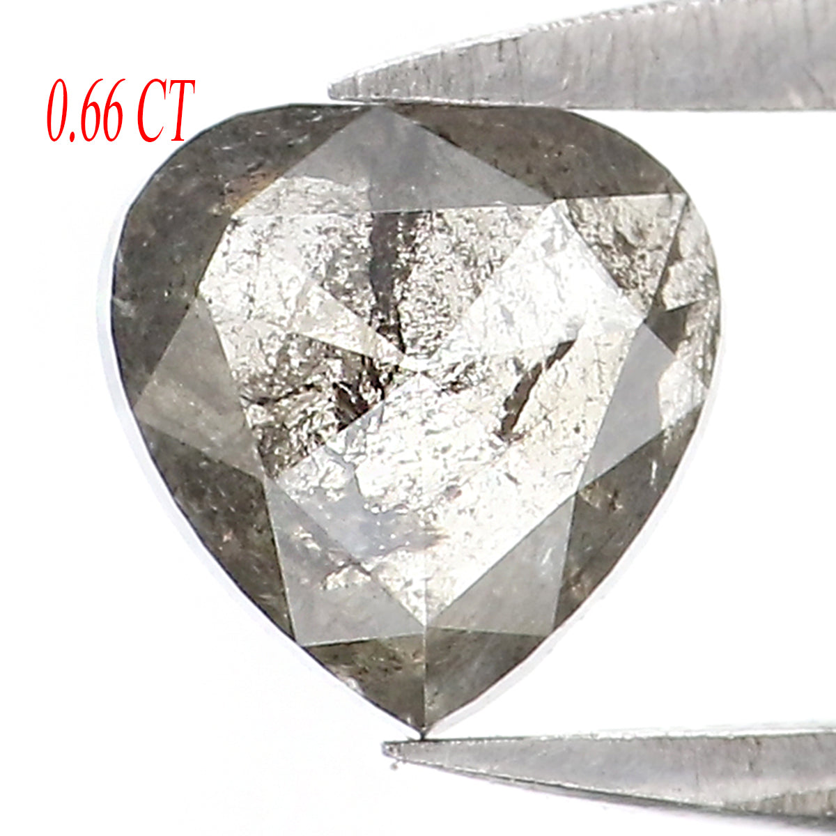 0.66 CT Natural Loose Heart Shape Diamond Salt And Pepper Heart Diamond 5.50 MM Natural Loose Black Grey Color Heart Shape Rose Cut QL8267