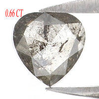 Natural Loose Heart Salt And Pepper Diamond Black Grey Color 5.50 CT 0.66 MM Heart Shape Rose Cut Diamond KDL8267